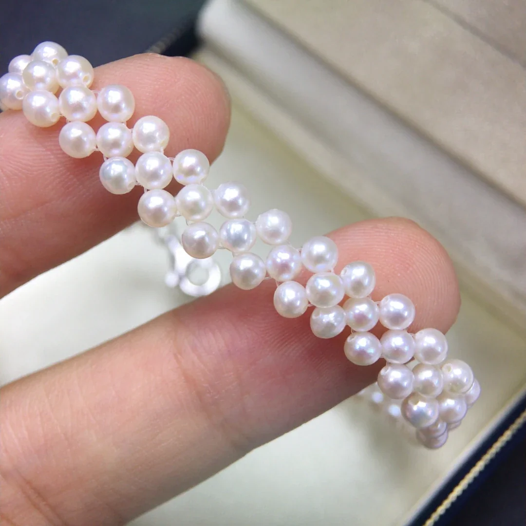 Lustrous Braided Freshwater Pearl Cluster Bracelet - Fancy Braided