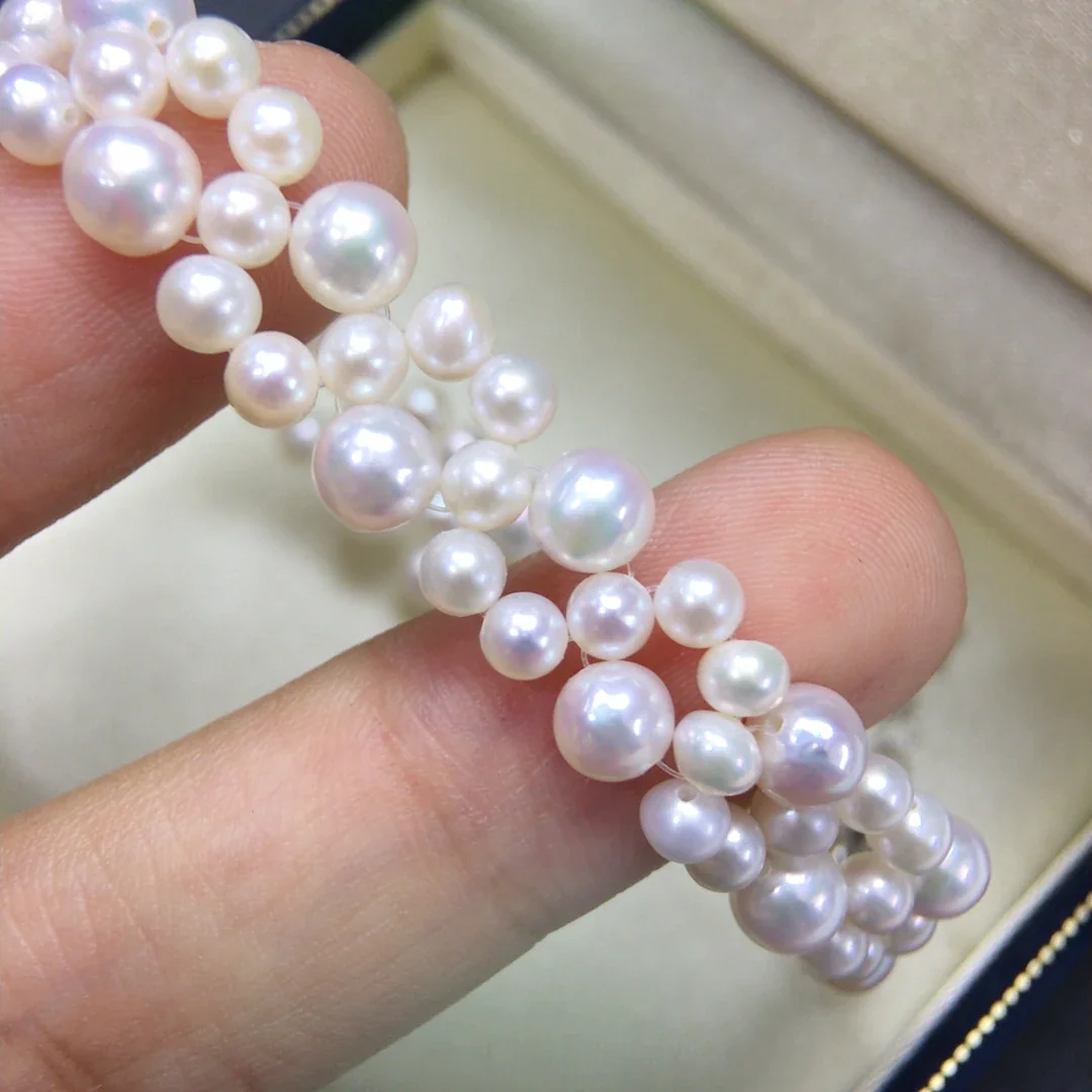 Lustrous Braided Freshwater Pearl Cluster Bracelet - Cat Paw