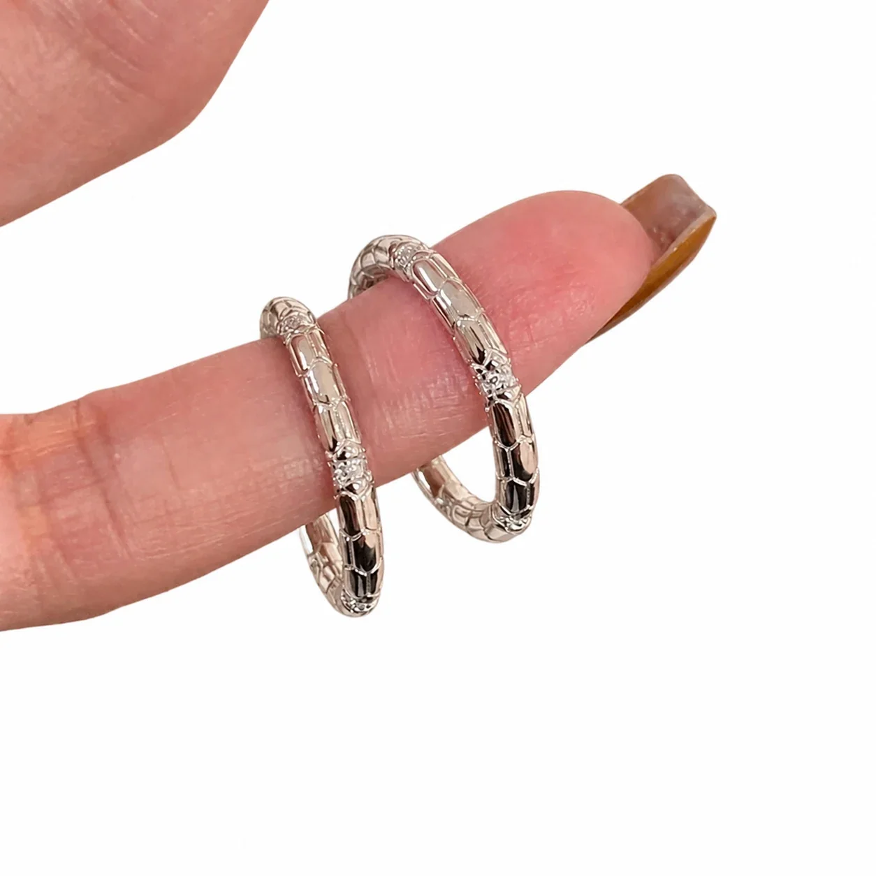 Ornate Snake-Scale Copper Clear Crystal Stacking Ring