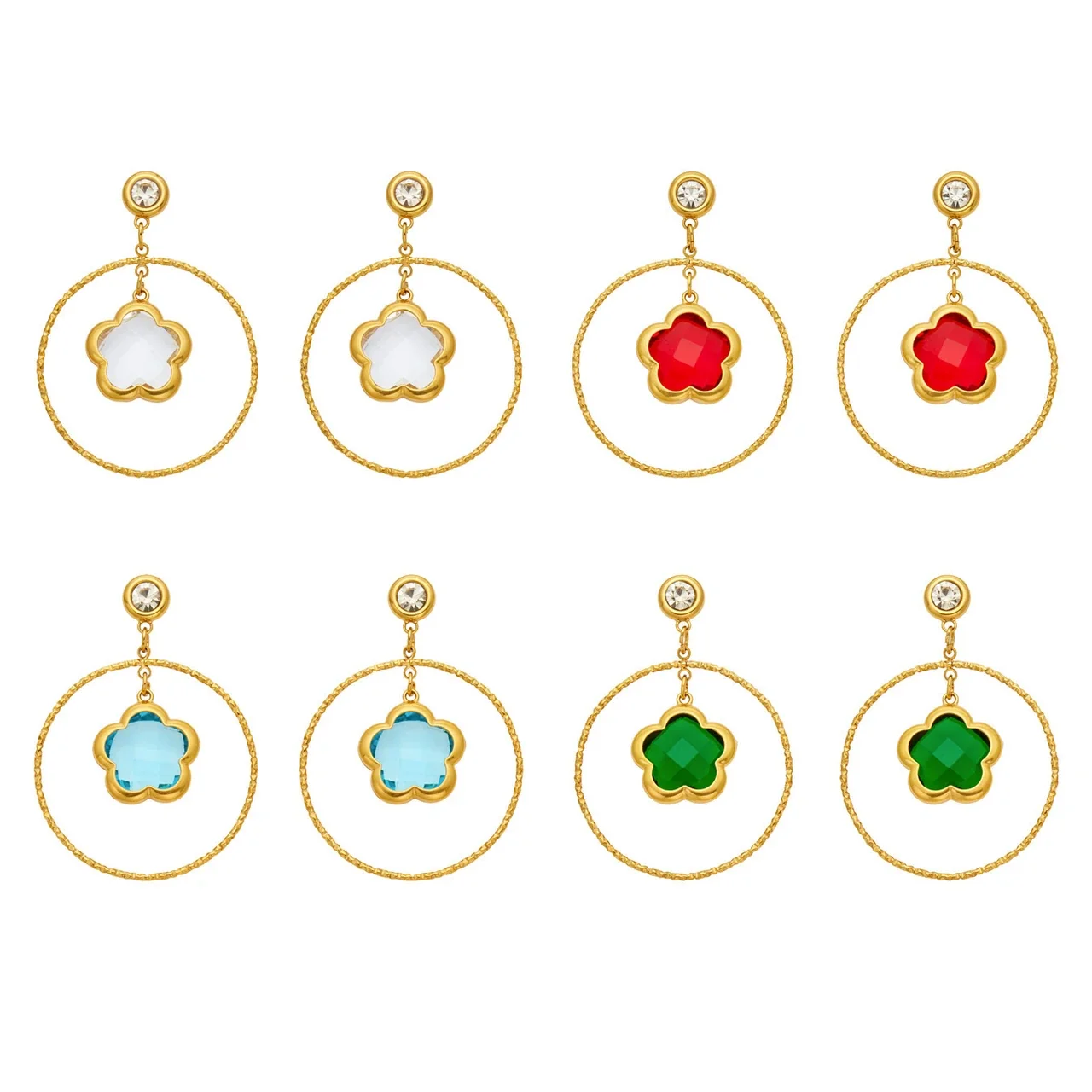 Botanical Gold-Plated Stainless Steel Flower Hoop Earrings