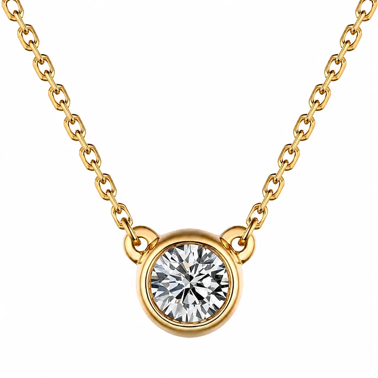 Minimal Bezel Round Crystal 925 Sterling Silver Necklace