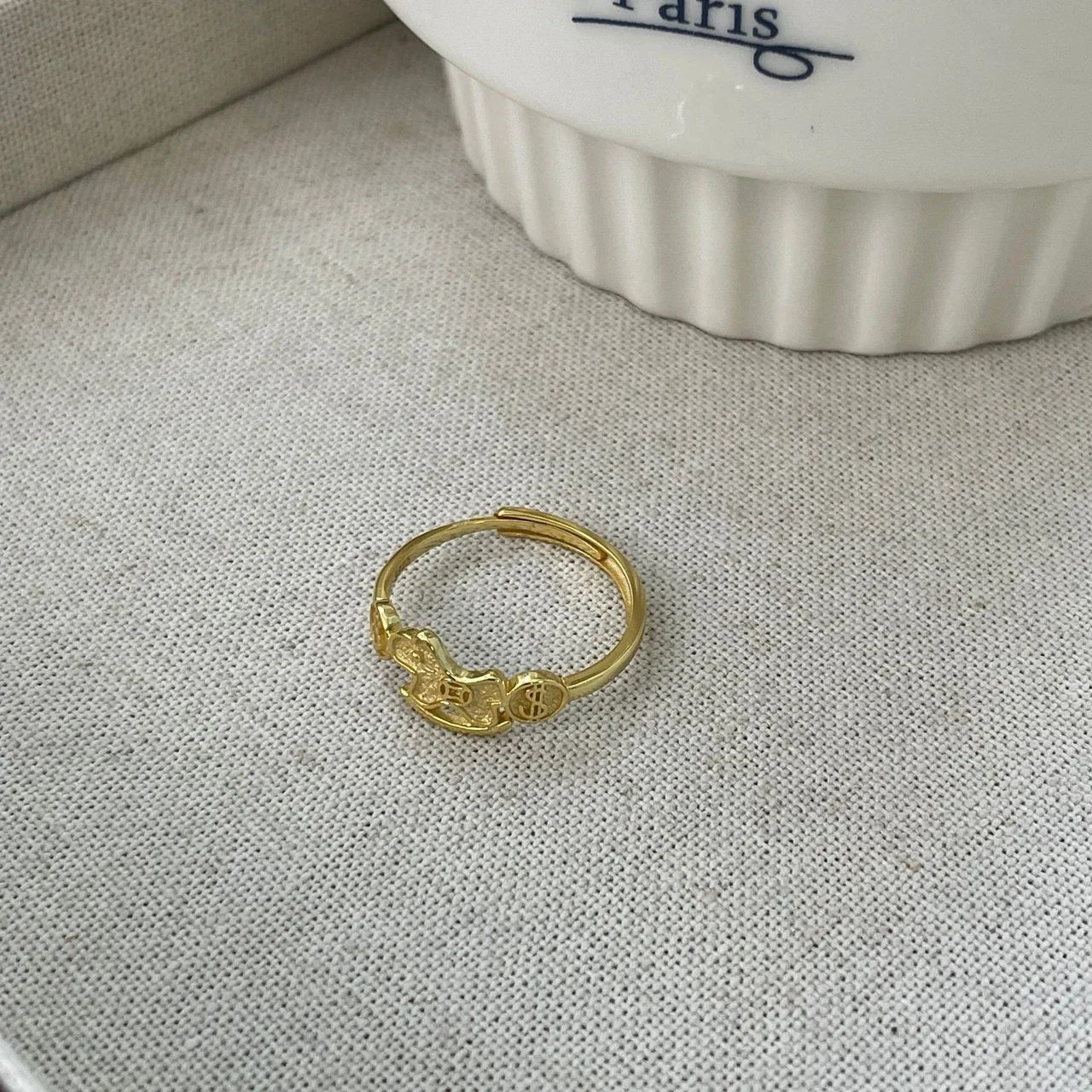 Playful Horse Coin 925 Sterling Silver Open Ring - Gold