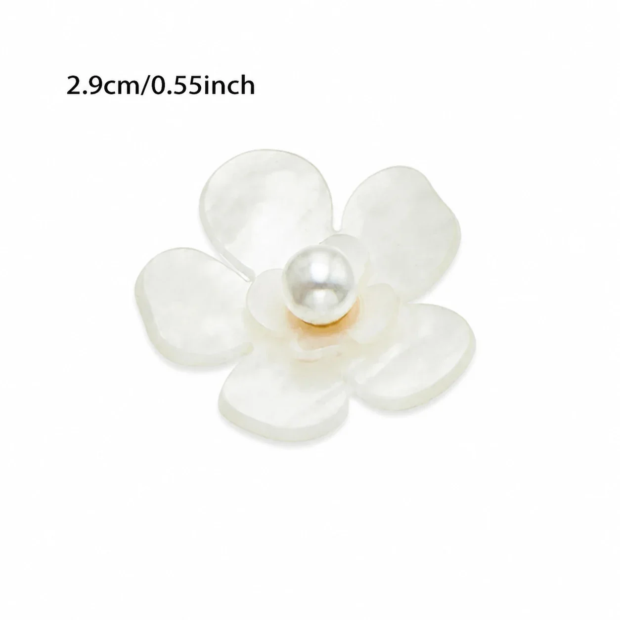 Translucent Resin Five-Petal Pearl-Effect Stud Earrings - White