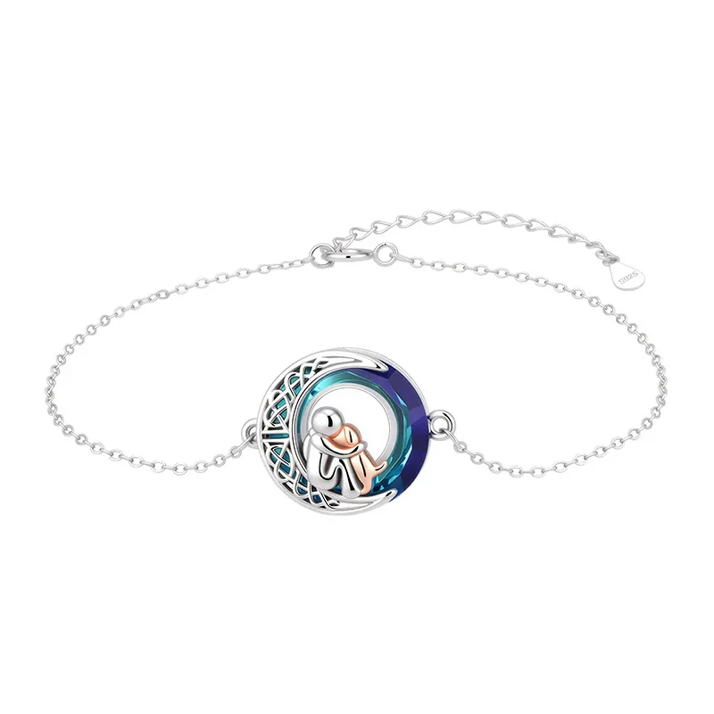 Iridescent Crescent Dog Copper Silver-Plated Bracelet