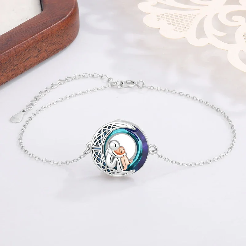 Iridescent Crescent Dog Copper Silver-Plated Bracelet