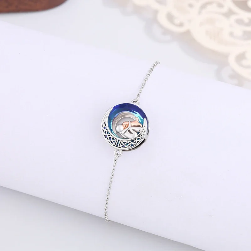Iridescent Crescent Dog Copper Silver-Plated Bracelet