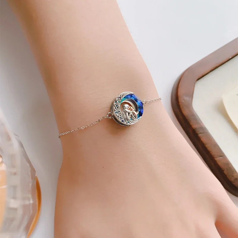 Iridescent Crescent Dog Copper Silver-Plated Bracelet