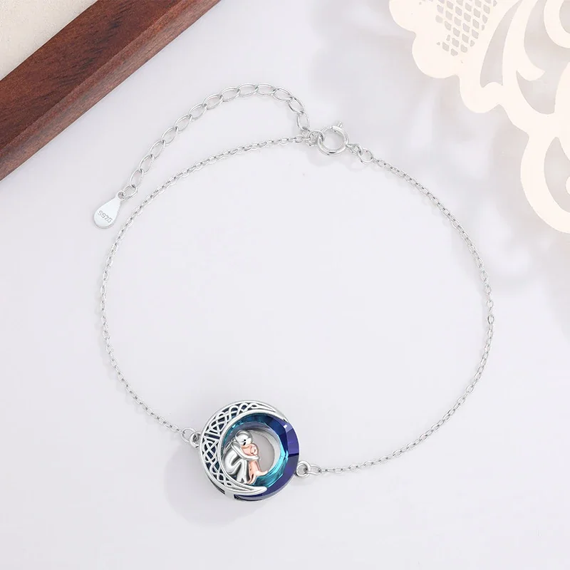 Iridescent Crescent Dog Copper Silver-Plated Bracelet - Silver