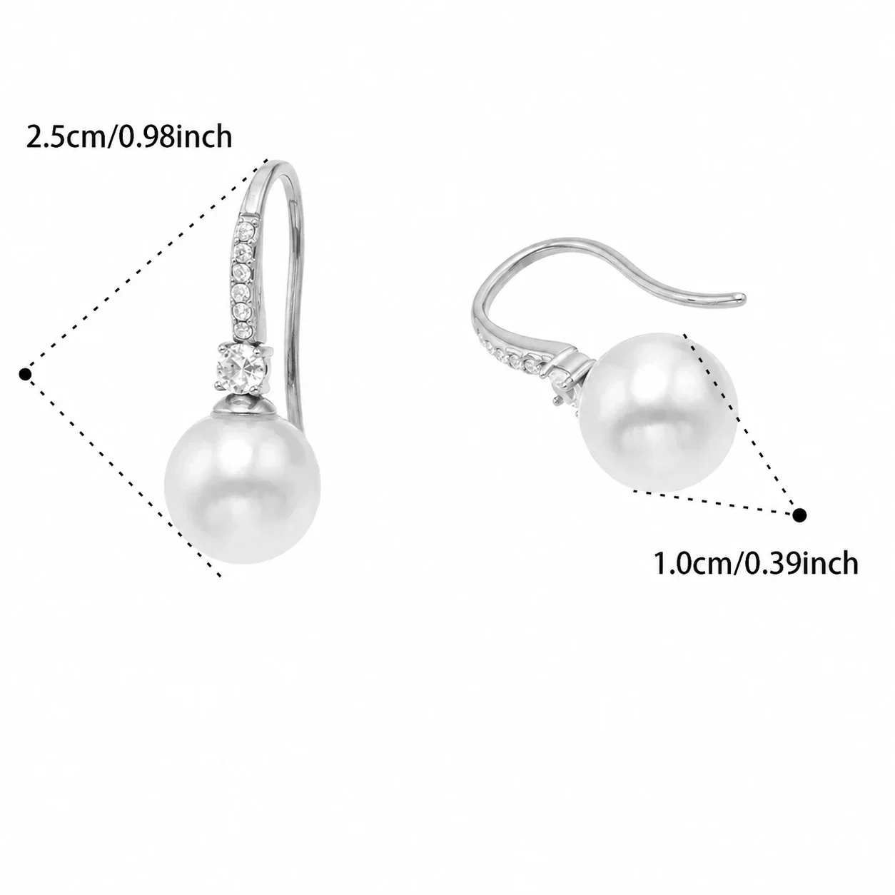 Refined Pavé CZ Shell Pearl Stainless Steel Drop Earrings - Silver Shell Pearl CZ