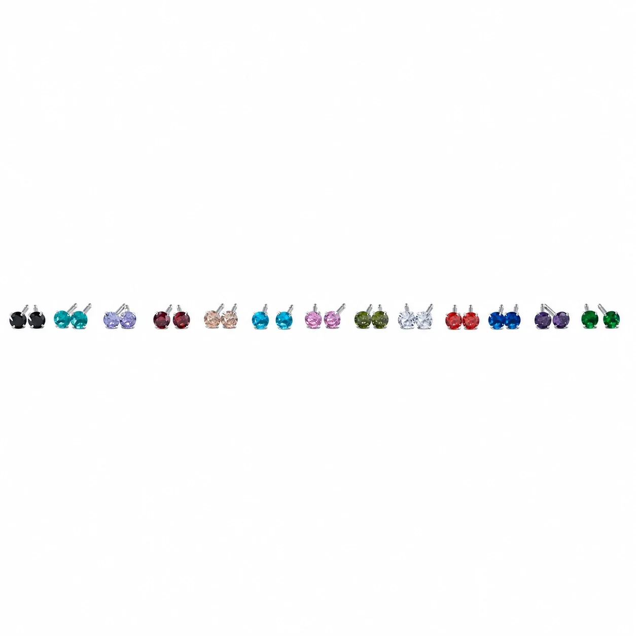 Vivid Round Four-Prong 925 Sterling Silver Stud Earrings