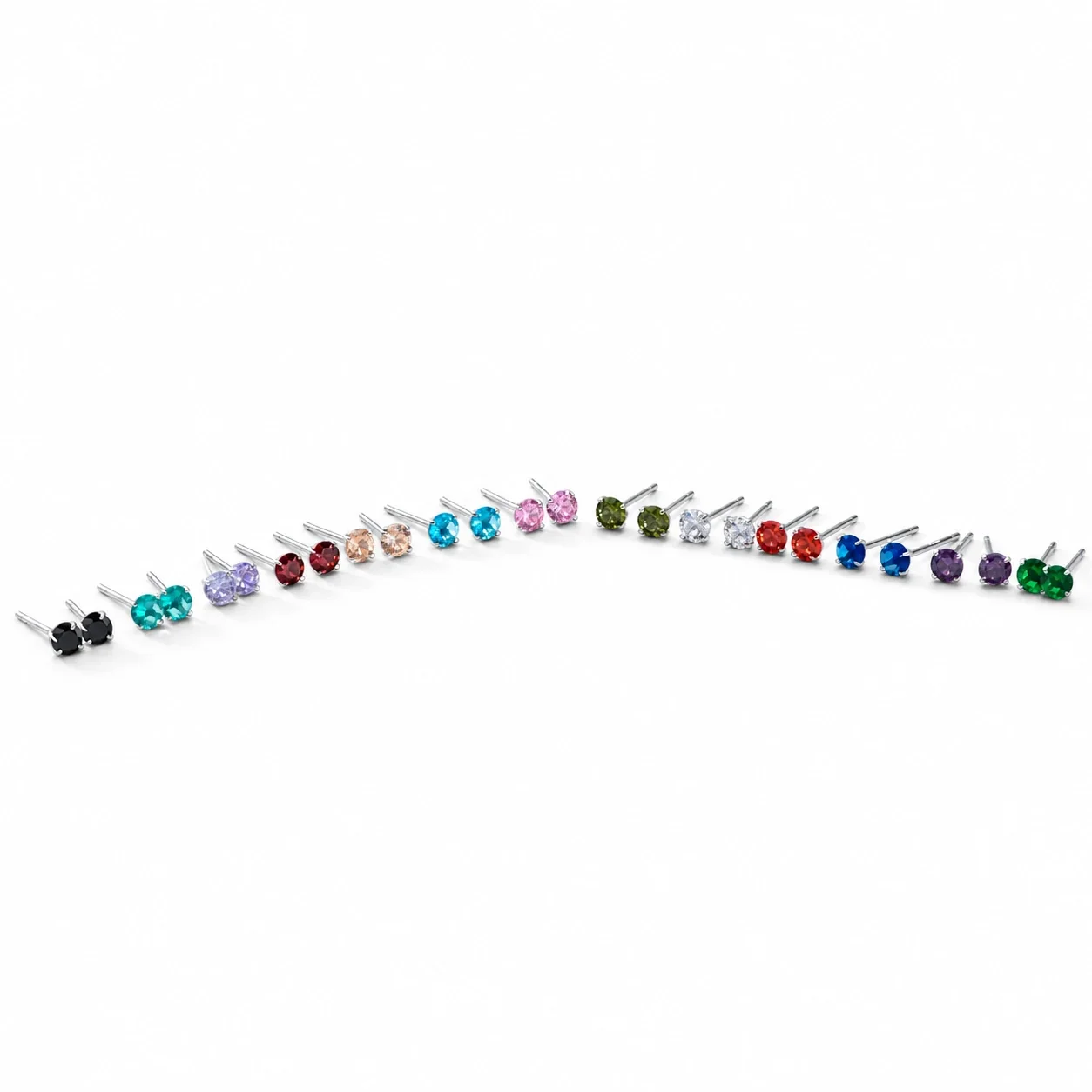 Vivid Round Four-Prong 925 Sterling Silver Stud Earrings