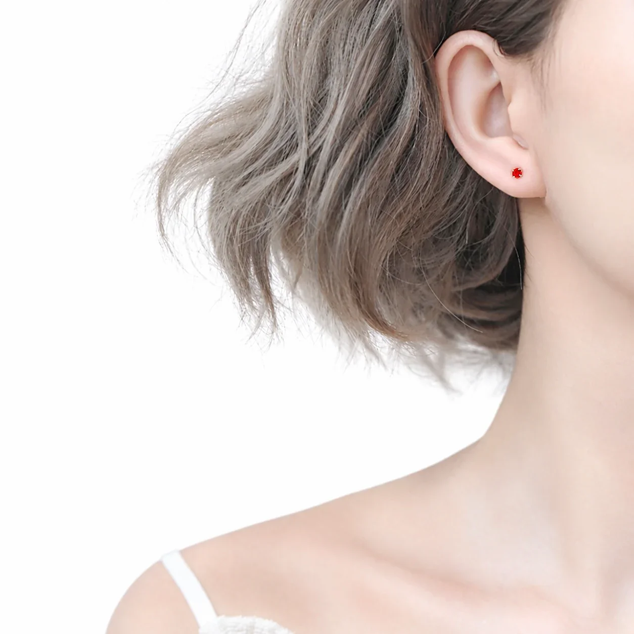 Vivid Round Four-Prong 925 Sterling Silver Stud Earrings