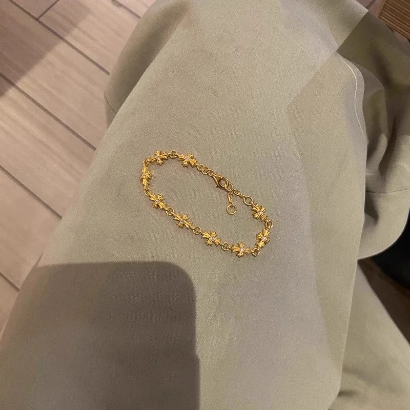 Delicate Gold-Plated Starburst Link Copper Bracelet