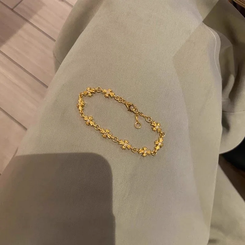 Delicate Gold-Plated Starburst Link Copper Bracelet