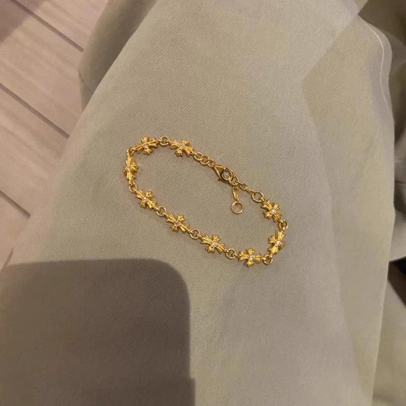 Delicate Gold-Plated Starburst Link Copper Bracelet