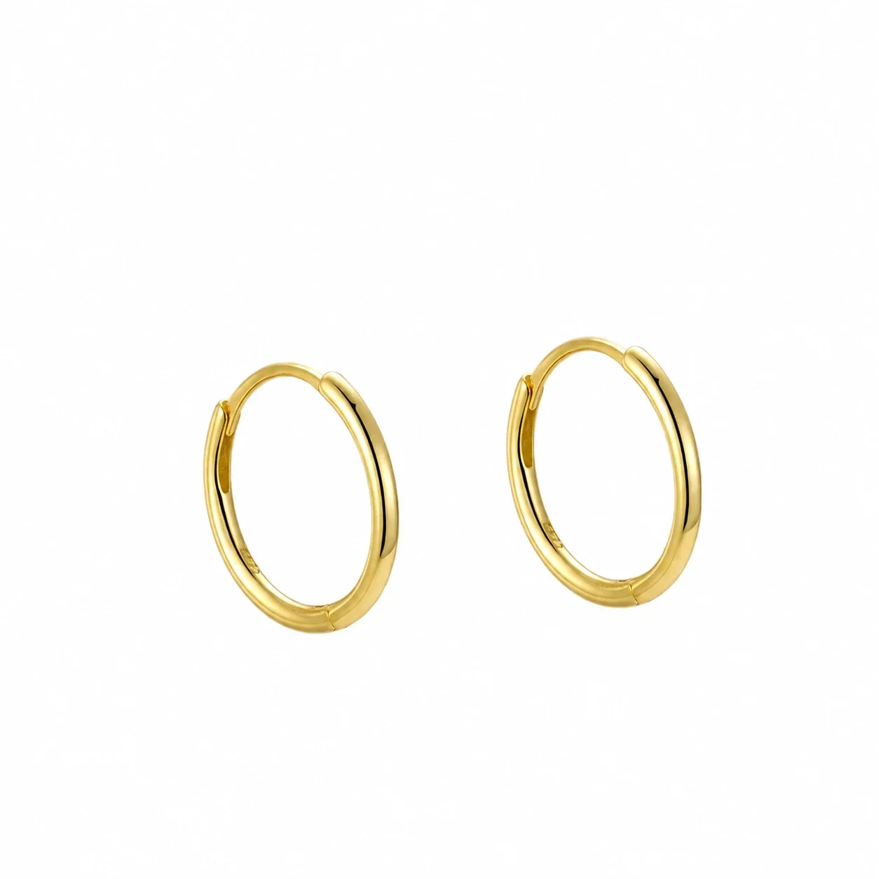 Polished 925 Sterling Silver Rounded Hinged Hoop Earrings