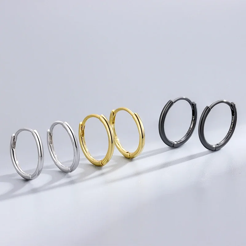 Polished 925 Sterling Silver Rounded Hinged Hoop Earrings