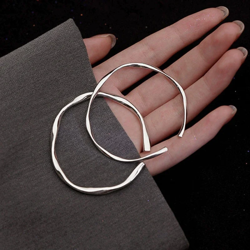 Sculptural 925 Sterling Silver Twisted Open Cuff Bangle
