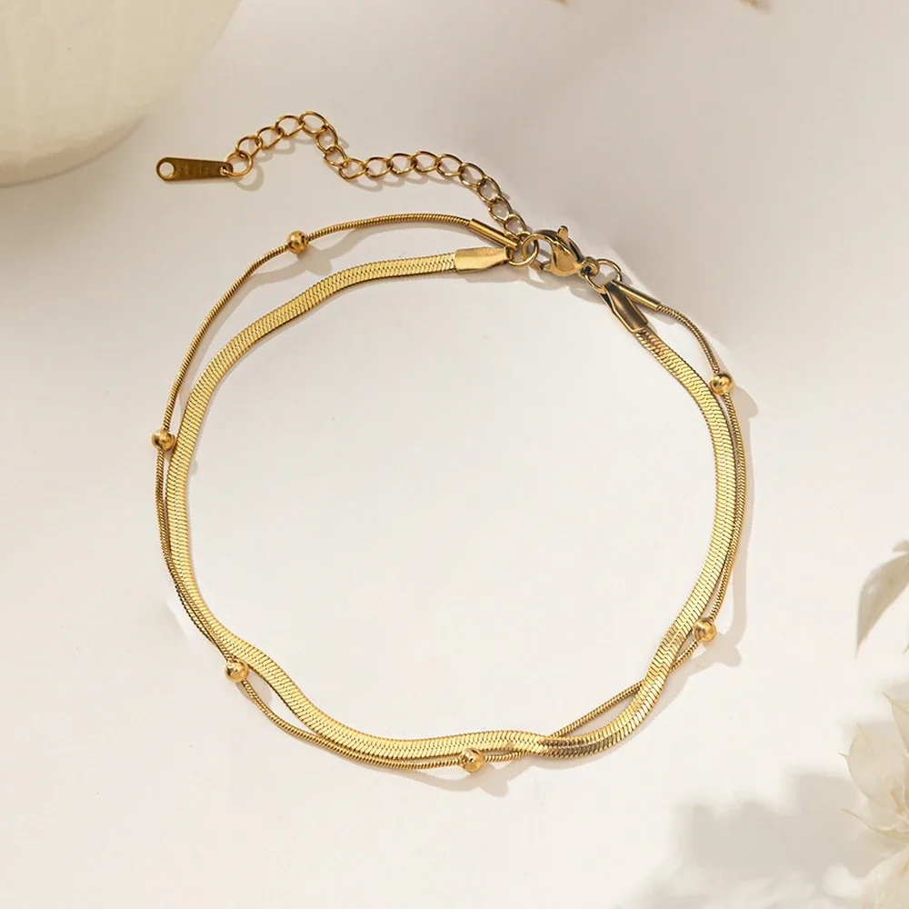 Polished Gold-Tone Curb Chain Heart Charm Anklet