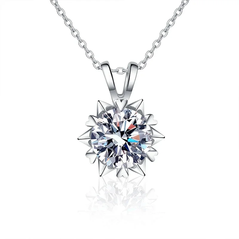 Snowflake Heart-Bail 925 Sterling Silver Moissanite Necklace