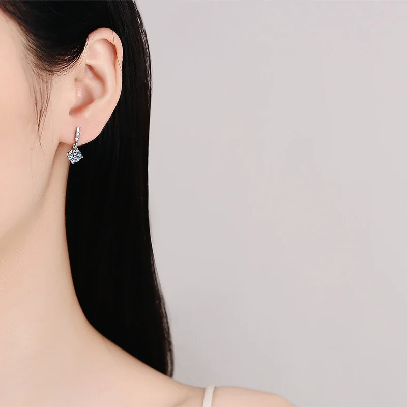 Luminous Round Prong-Set 925 Sterling Silver Drop Earrings