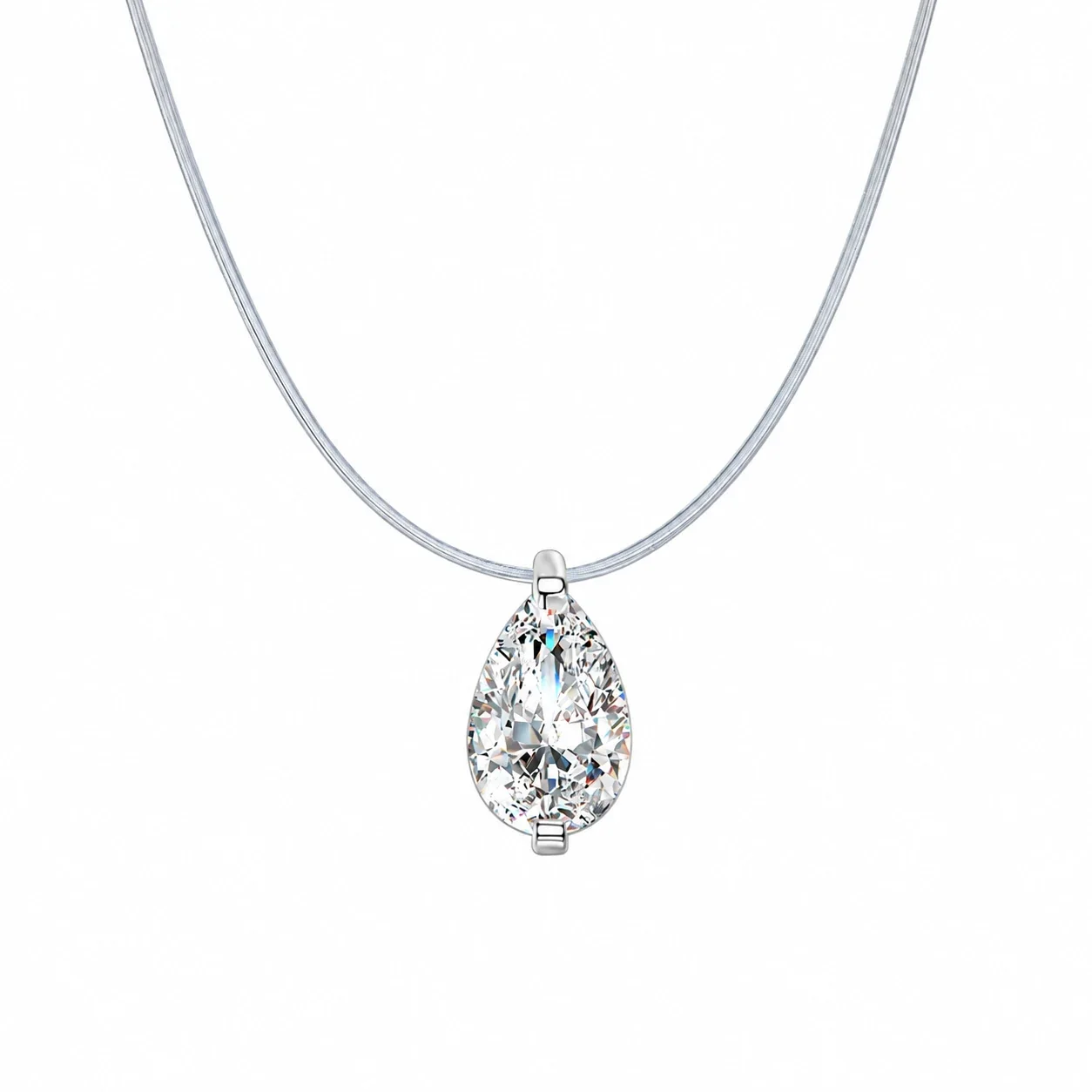 Ethereal 925 Sterling Silver Pear Prong-Set Moissanite Necklace