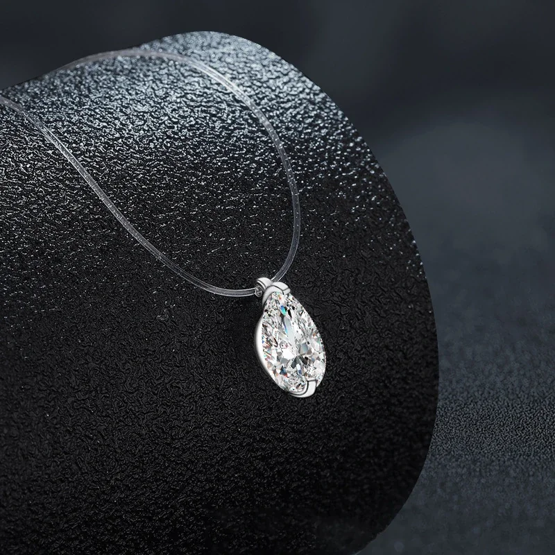 Ethereal 925 Sterling Silver Pear Prong-Set Necklace