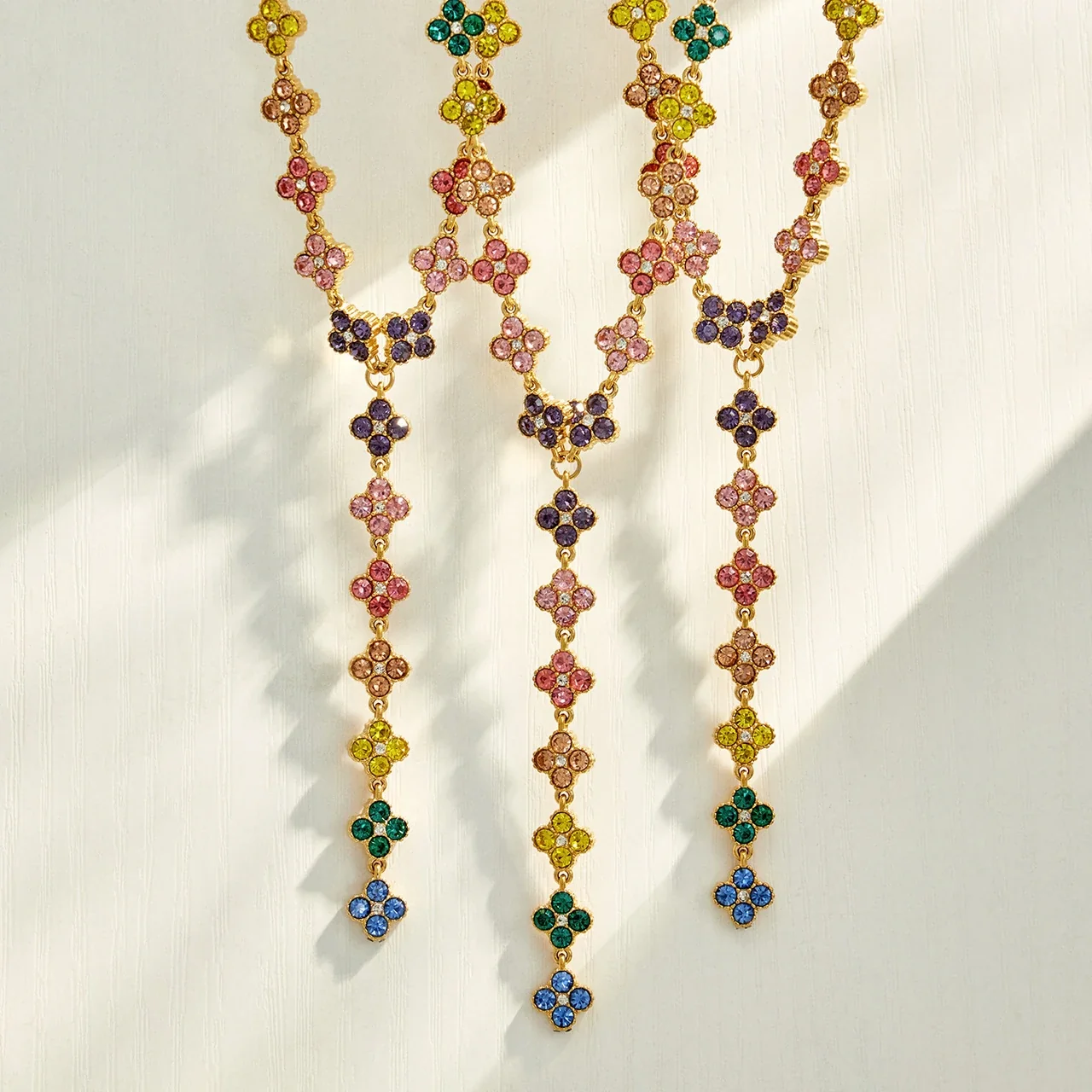 Ornate 18K Gold-Plated Stainless Steel Floral Y-Drop Necklace