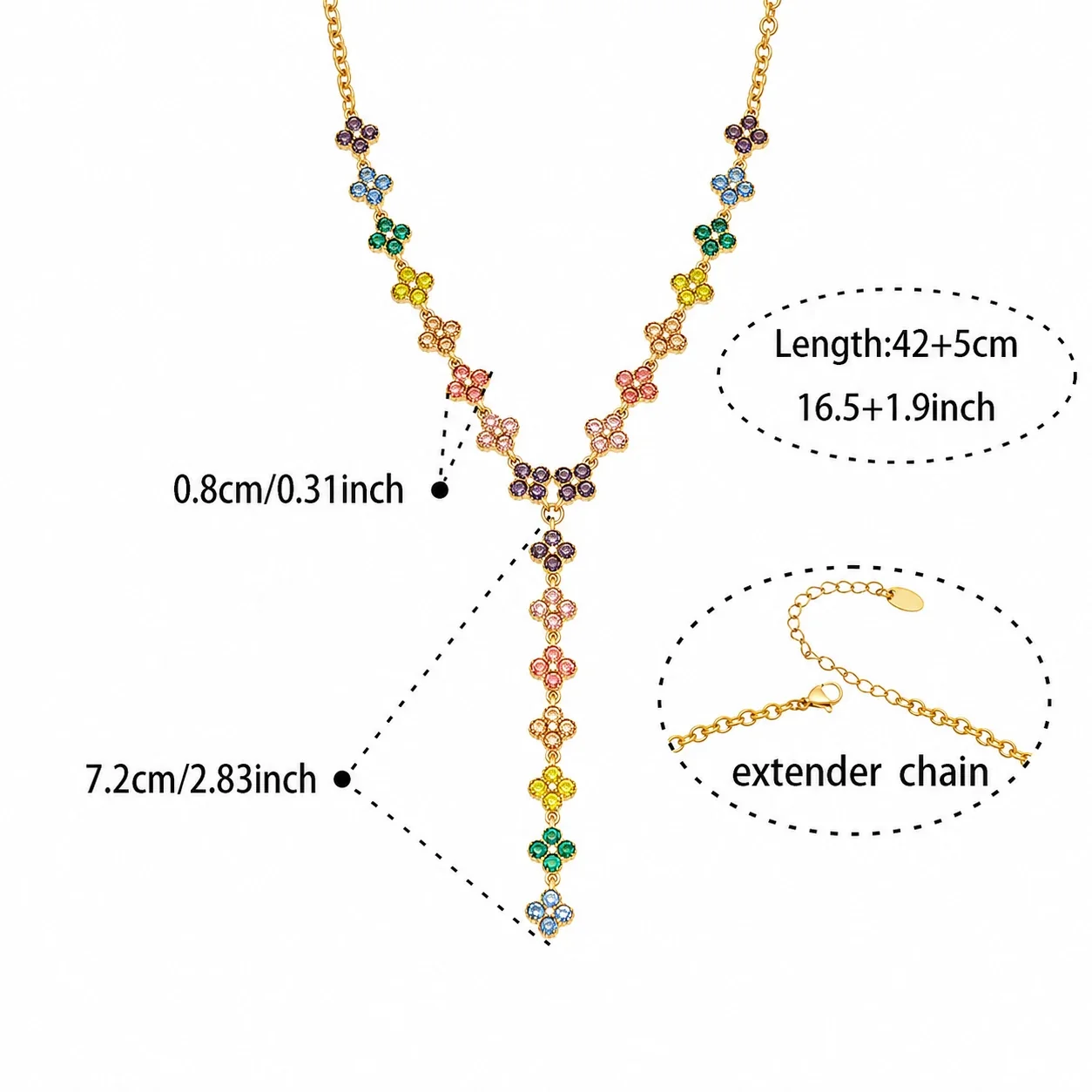 Ornate 18K Gold-Plated Stainless Steel Floral Y-Drop Necklace - P653-Y-42+5cm