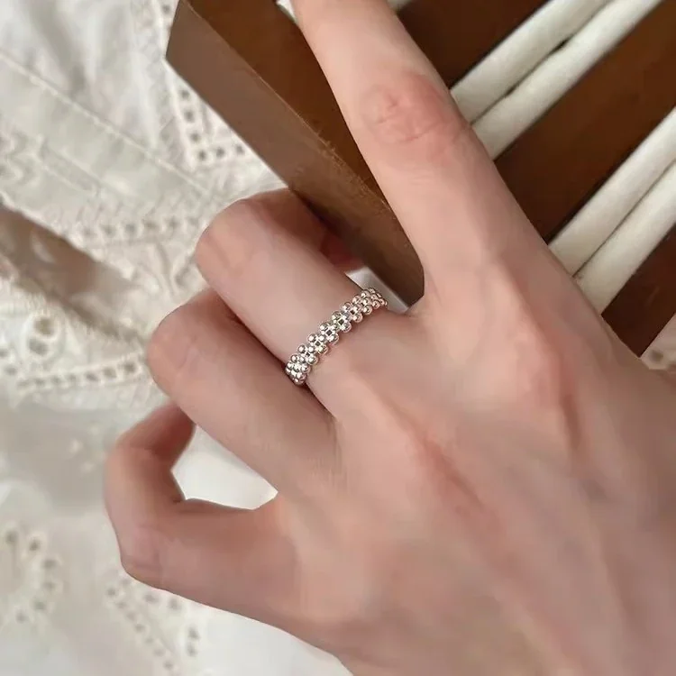Polished Triple-Bead 925 Sterling Silver Open Ring