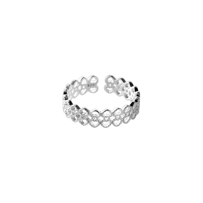 Delicate Openwork Floral Lace 925 sterling silver Ring