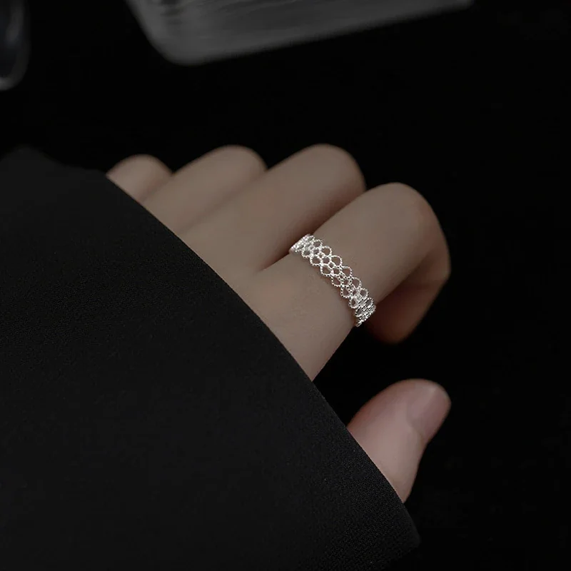 Delicate Openwork Floral Lace 925 sterling silver Ring