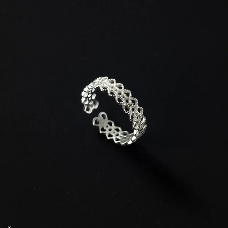 Delicate Openwork Floral Lace 925 sterling silver Ring