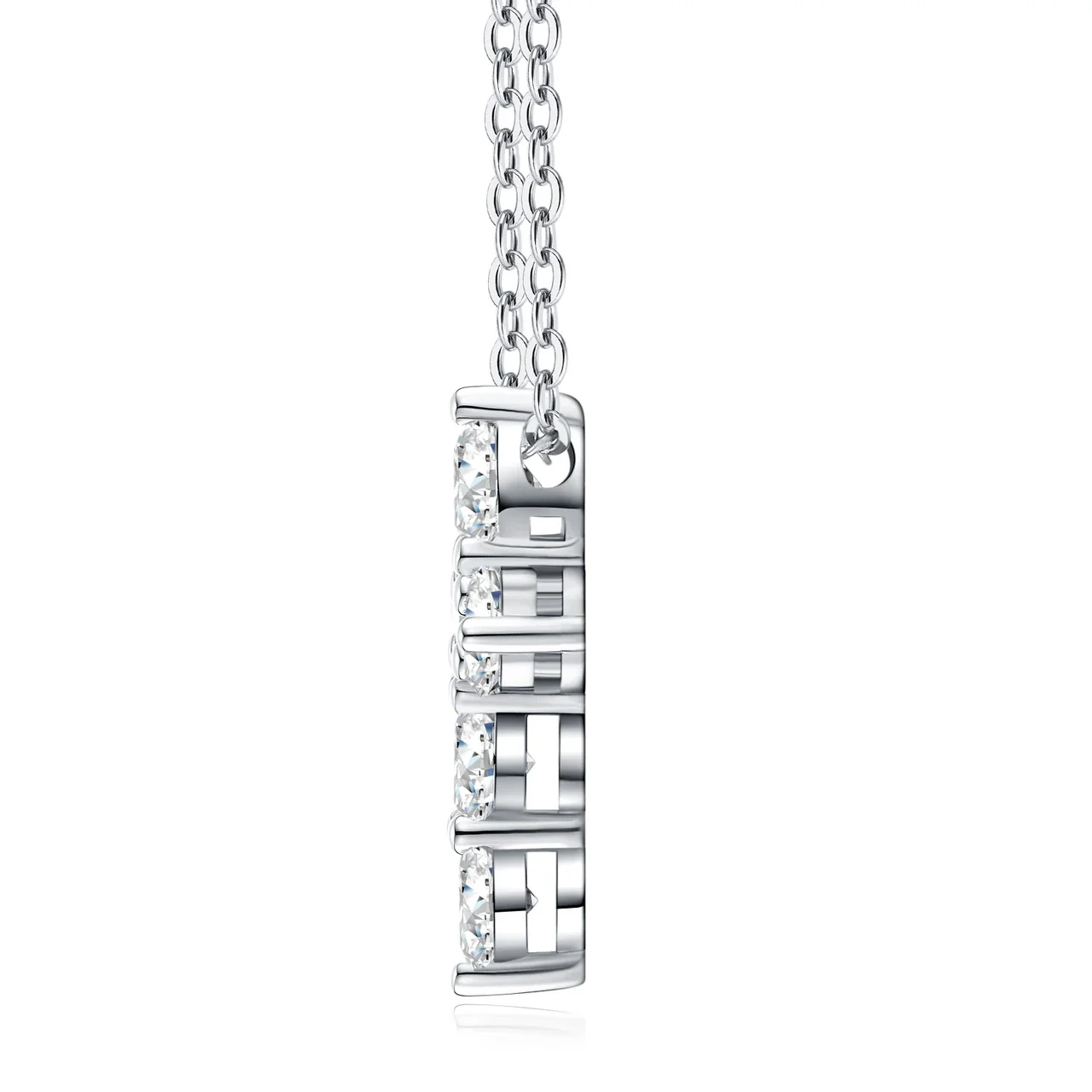 Radiant 925 Sterling Silver Round Moissanite Cross Necklace