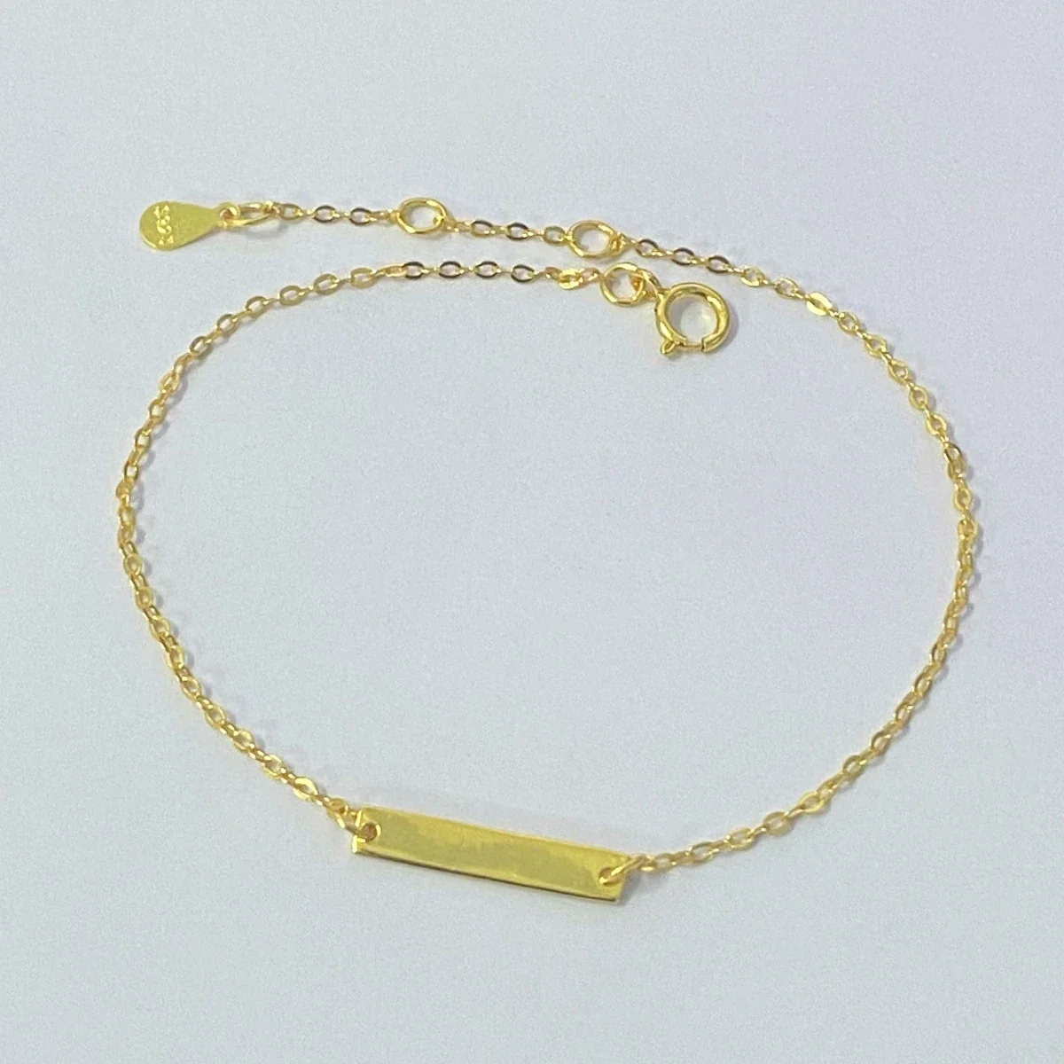 Minimal 925 Sterling Silver Gold-Plated Bar-Link Bracelet