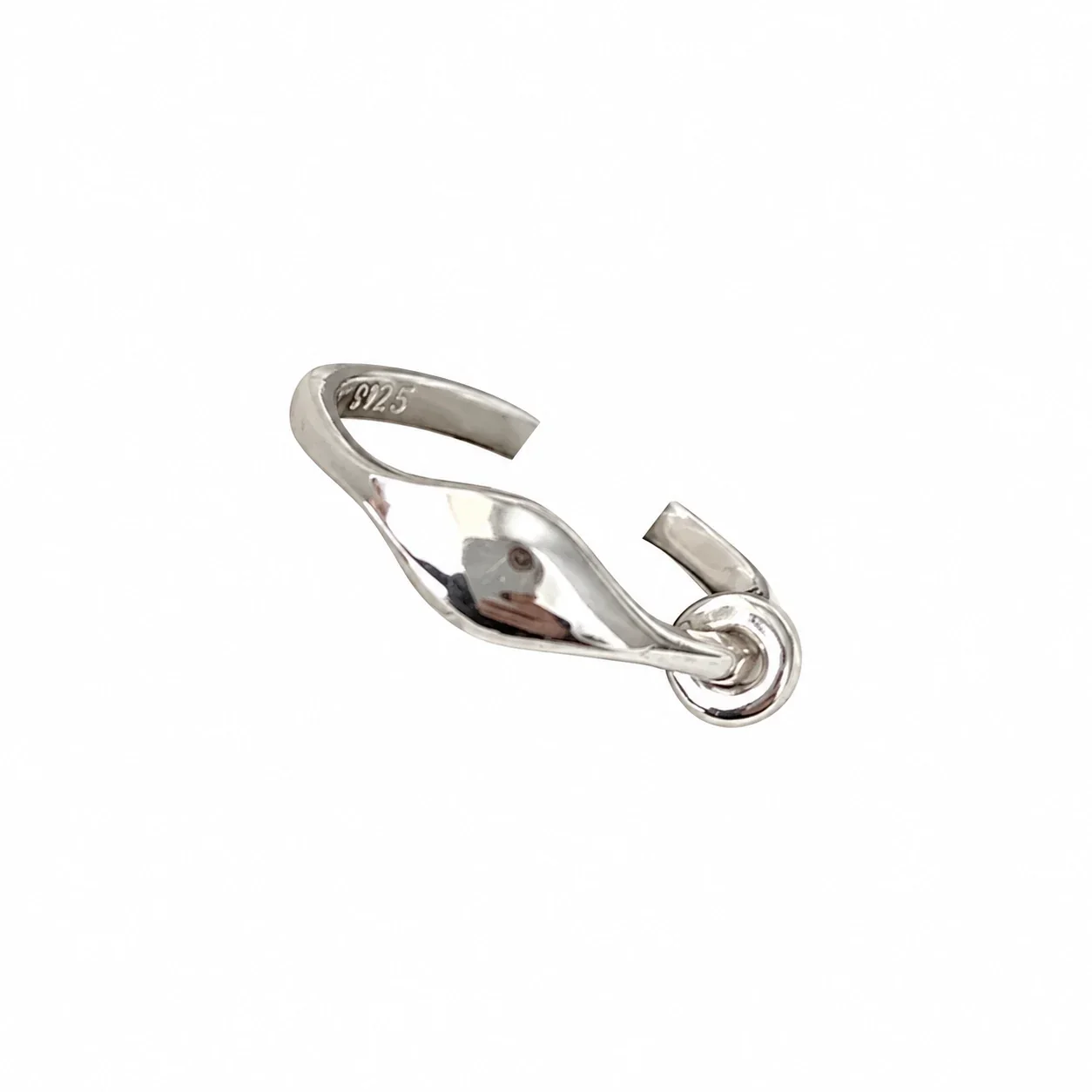 Sculptural 925 Sterling Silver Twisted Loop Open Ring