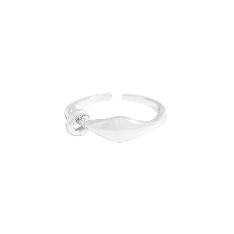 Sculptural 925 Sterling Silver Twisted Loop Open Ring - Silver