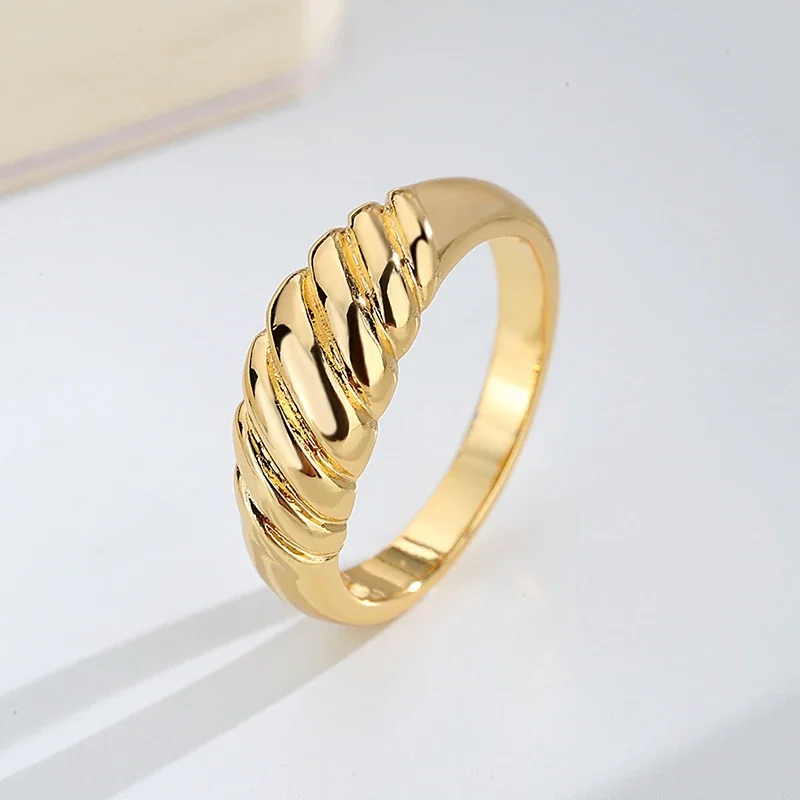 Celestial Brass Star-Set Wide-Band Gold-Plated Ring