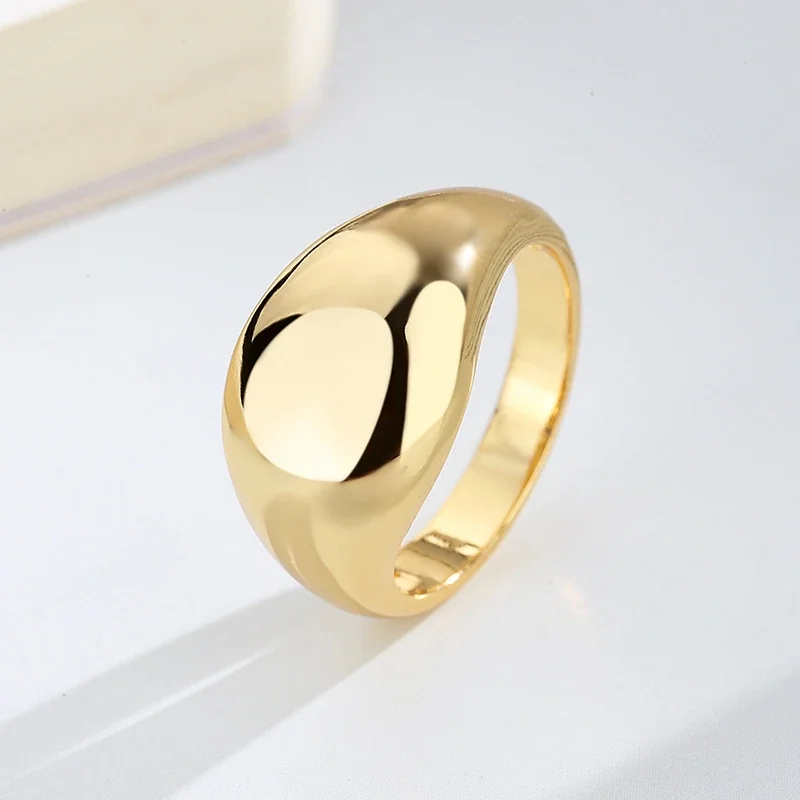 Celestial Brass Star-Set Wide-Band Gold-Plated Ring