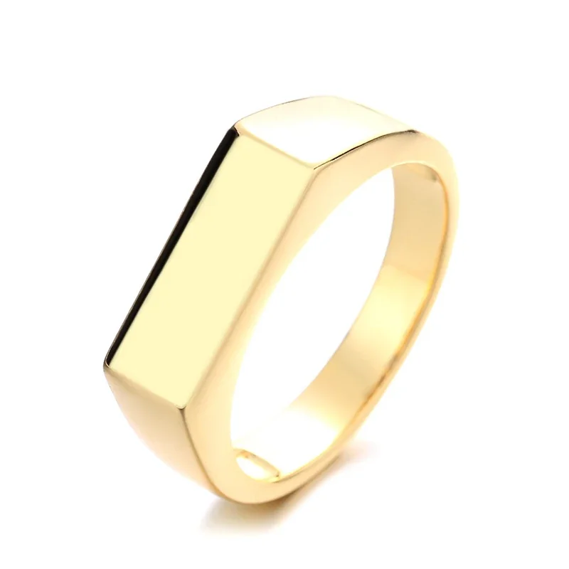 Celestial Brass Star-Set Wide-Band Gold-Plated Ring - Gold Polished Rectangular