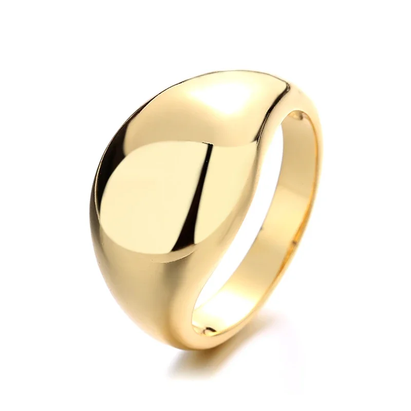 Celestial Brass Star-Set Wide-Band Gold-Plated Ring - Gold Large Polished