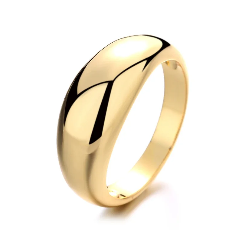 Celestial Brass Star-Set Wide-Band Gold-Plated Ring - Gold Small Polished