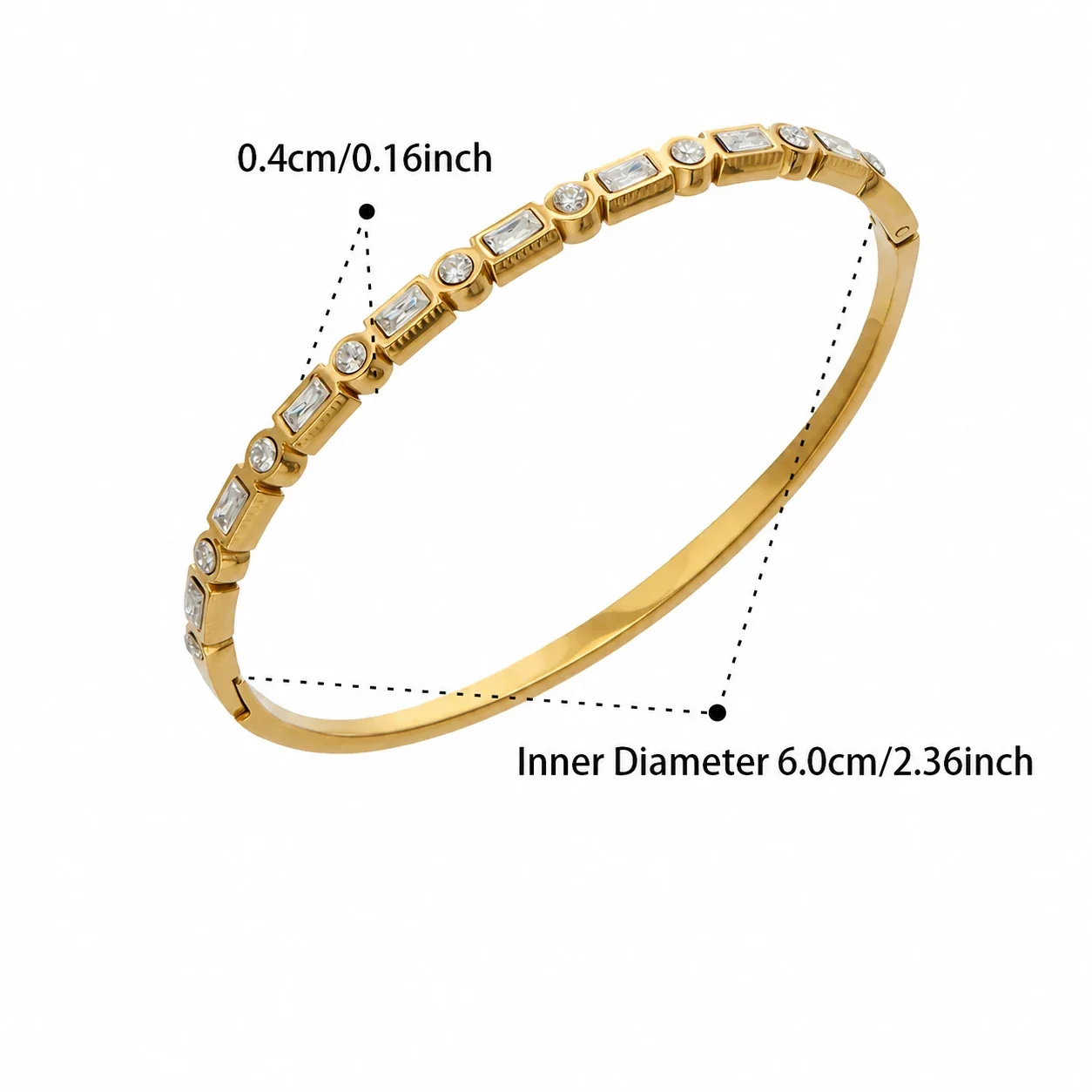 Radiant 18K Gold-Plated CZ Clover Stars Bangle - Gold CZ