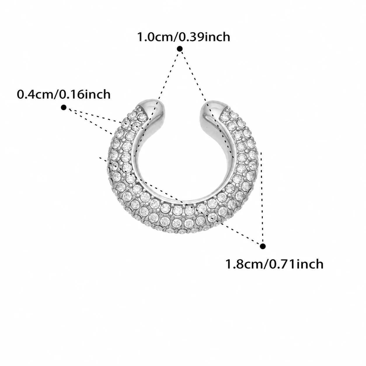 Curved Gold-Plated Pavé Round CZ Ear Cuff Earrings - Gold Clear CZ