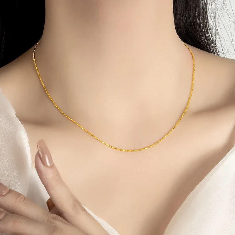 Delicate 925 Sterling Silver Bead & Bar Chain Necklace