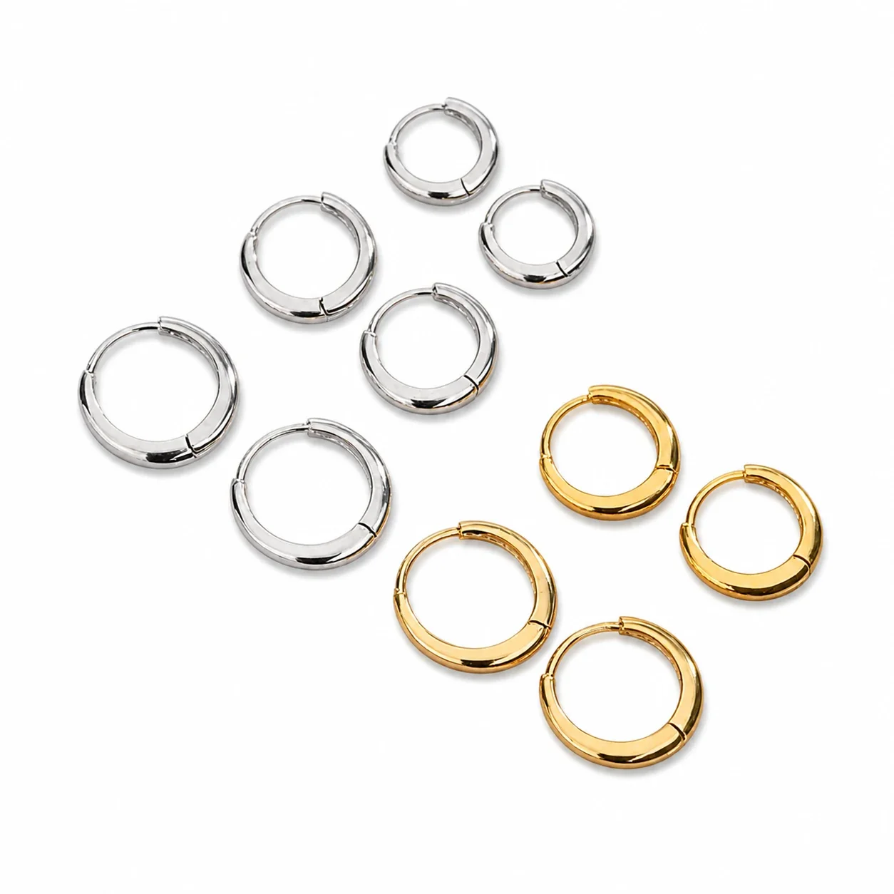 Polished Dome 925 Sterling Silver Hinged Hoop Earrings