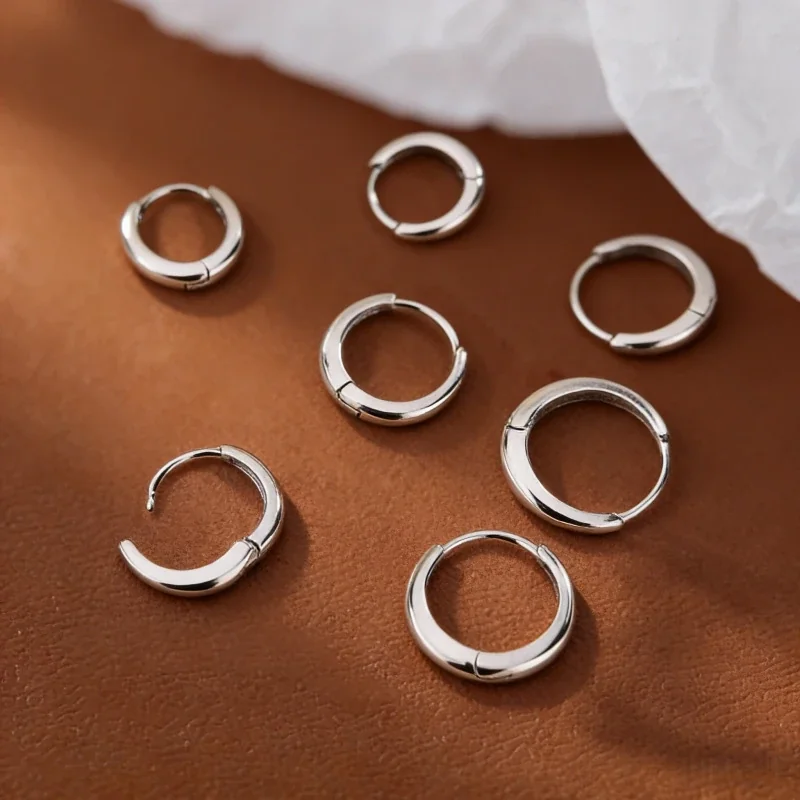 Polished Dome 925 Sterling Silver Hinged Hoop Earrings