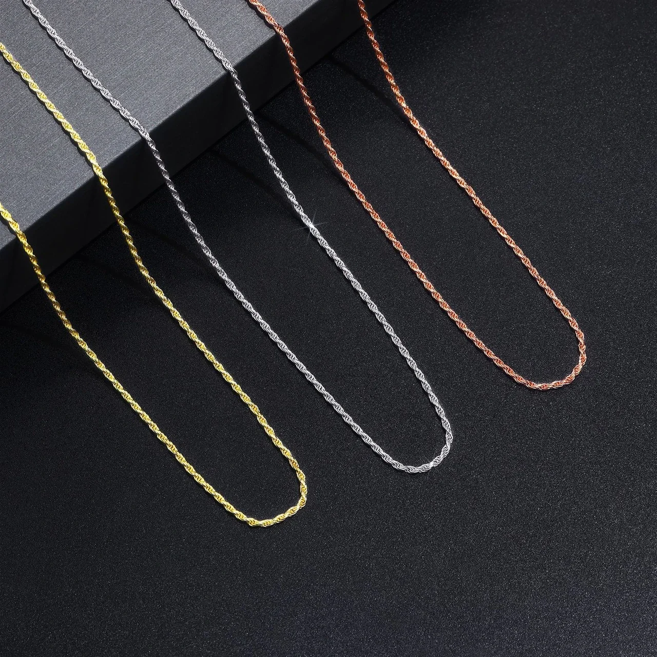 Sleek 925 Sterling Silver Twisted Rope Chain Necklace