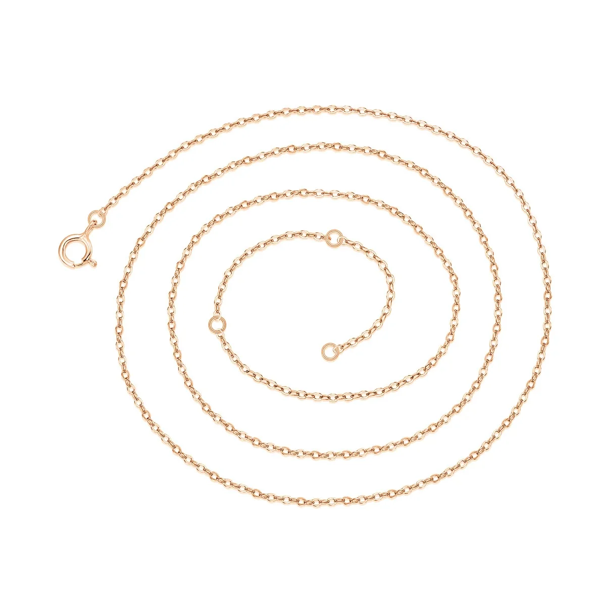 Sleek 925 Sterling Silver Twisted Rope Chain Necklace - 0.8 mm Plain , Rose Gold, Round Clasp, 45 cm