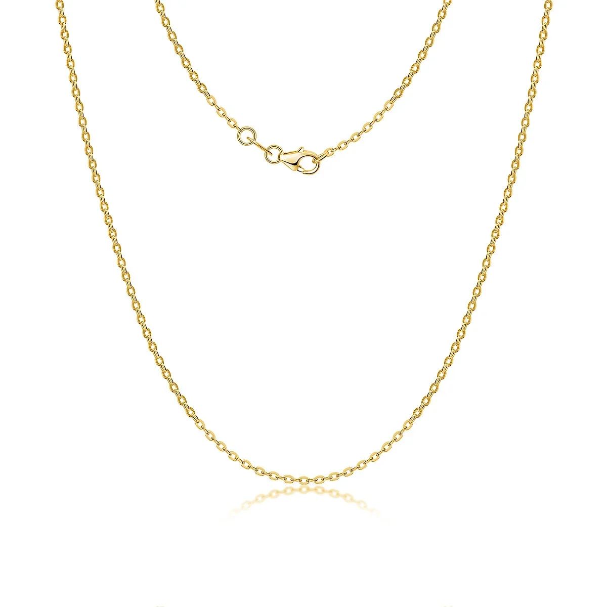 Sleek 925 Sterling Silver Twisted Rope Chain Necklace - 1.0 mm Plain , Gold, Lobster Clasp, 45 cm
